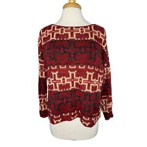 DENIM & SUPPLY RALPH LAUREN Red Geometric Western Cotton Sweater Size Small